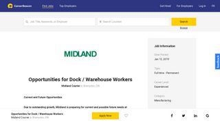 Opportunities for Dock / Warehouse Workers Job at Midland Courier ...