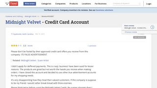 Midnight Velvet - Credit Card Account Apr 29, 2018 @ Pissed Consumer