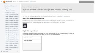 How To Access cPanel Through The Shared Hosting Tab - Midphase ...