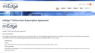 miEdge™ Online User Subscription Agreement