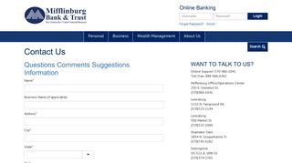 Contact Us - Mifflinburg Bank & Trust Co
