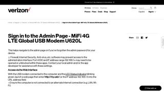 Sign in to the Admin Page - MiFi 4G LTE Global USB Modem U620L ...