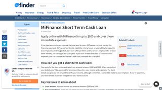 MiFinance Short Term Cash Loan - Fees and Eligibility | finder.com.au