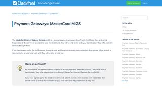 Payment Gateways: MasterCard MiGS – Checkfront Support
