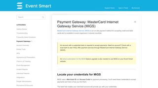Payment Gateway: MasterCard Internet Gateway Service (MiGS ...