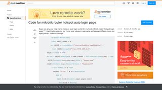 Code for mikrotik router hotspot auto login page - Stack Overflow