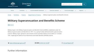 Military Superannuation and Benefits Scheme | Government Online ...