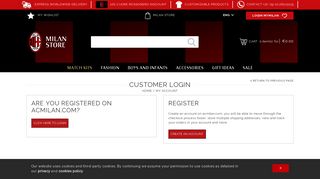 Login or Create an Account - Milan Store - AC Milan