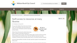 Swift access to resources at many libraries - Mildura Rural City Council