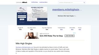 Members.milehighsingles.com website. Mile High Singles.