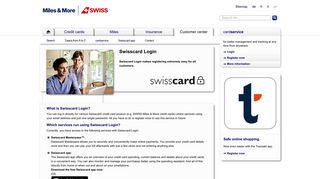 SWISS Miles & More credit cards – online services