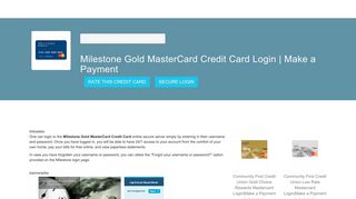 cincinnatidutchlionsfc Milestone Gold MasterCard Credit Card Login ...