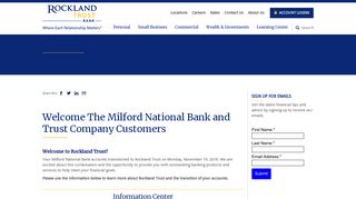 Milford National Bank Merges with Rockland Trust | Rockland Trust