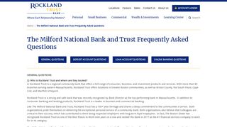 Milford National Bank and Trust FAQs | Rockland Trust