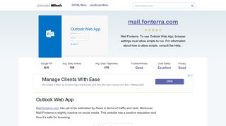 Mail.fonterra.com website. Outlook Web App.