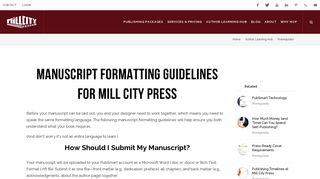 Manuscript Format Guidelines for the Mill City Press Process