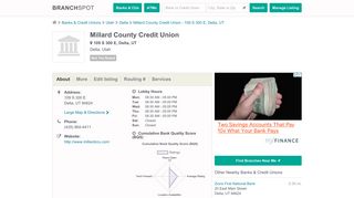 Millard County Credit Union - 109 S 300 E (Delta, UT) - Branchspot
