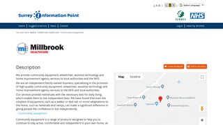 Millbrook Healthcare - Community Equipment | Surrey Information Point