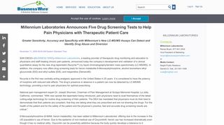 Millennium Laboratories Announces Five Drug Screening Tests to ...