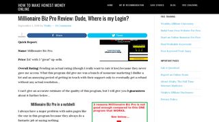 Millionaire Biz Pro Review: Dude, Where is my Login? - How to Make ...