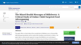 The Mixed Health Messages of Millsberry: A Critical Study of Online ...