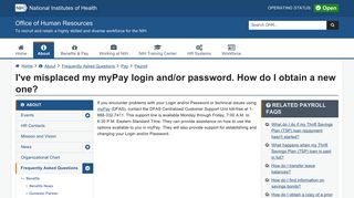 I've misplaced my myPay login and/or password. How do I obtain a ...