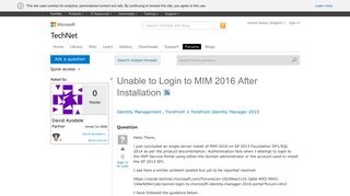 Unable to Login to MIM 2016 After Installation - Microsoft
