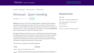 Mimecast - Spam Handling – Emerson IT Help Desk
