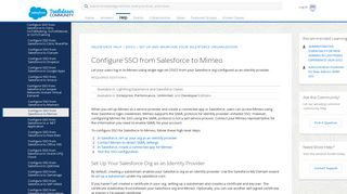 Configure SSO from Salesforce to Mimeo - Salesforce Help