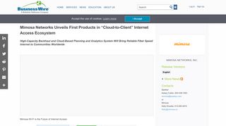 Mimosa Networks Unveils First Products in “Cloud-to-Client” Internet ...