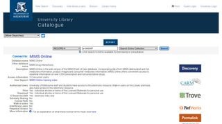 MIMS Online - University of Melbourne Library