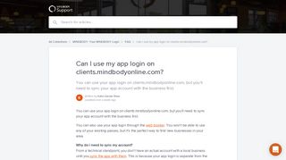 Can I use my app login on clients.mindbodyonline.com? | MINDBODY ...