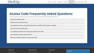Access Code FAQ | MindEdge, Inc.