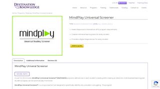 MindPlay Universal Screener - Destination Knowledge