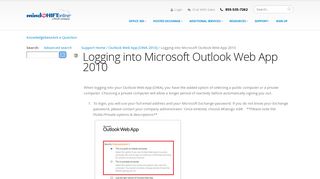 Logging into Microsoft Outlook Web App 2010 - mindSHIFT Online ...