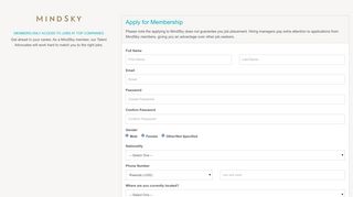 Join MindSky to Find a Job | MindSky Apply Form
