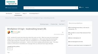 MindSphere V3 login - bookmarking tenant URL - Siemens PLM ...