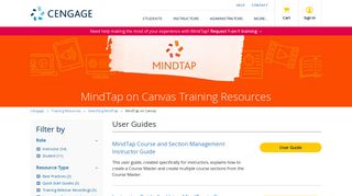 MindTap on Canvas - Training Resources - Cengage