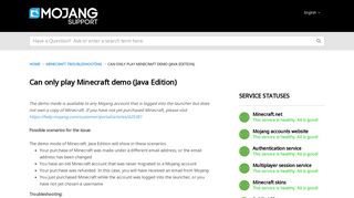 Mojang | Can only play Minecraft demo (Java Editi...