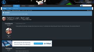 Failed to Login : Bad Login - Attack of the B-Team - Technic Forums