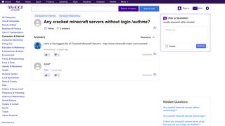 any cracked minecraft servers without login /authme? | Yahoo Answers