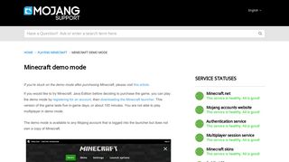 Mojang | Minecraft demo mode