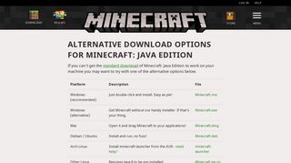Download options for Minecraft: Java Edition | Minecraft