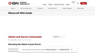 Admin and Server Commands - Minecraft Wiki Guide - IGN