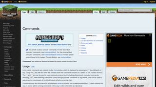 Commands – Official Minecraft Wiki