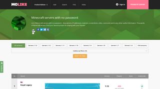 Minecraft servers with no password at McLike.com