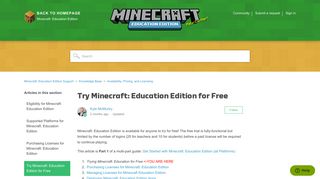 Try Minecraft: Education Edition for Free - Zendesk