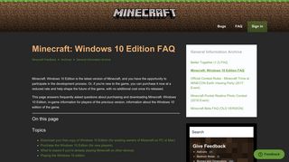 Minecraft: Windows 10 Edition FAQ – Minecraft Feedback