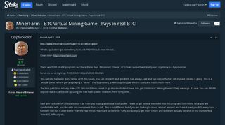 MinerFarm - BTC Virtual Mining Game - Pays in real BTC! - Other ...