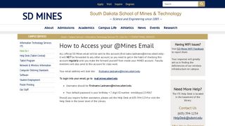 STUDENT EMAIL SERVICES - South Dakota School of Mines and ...